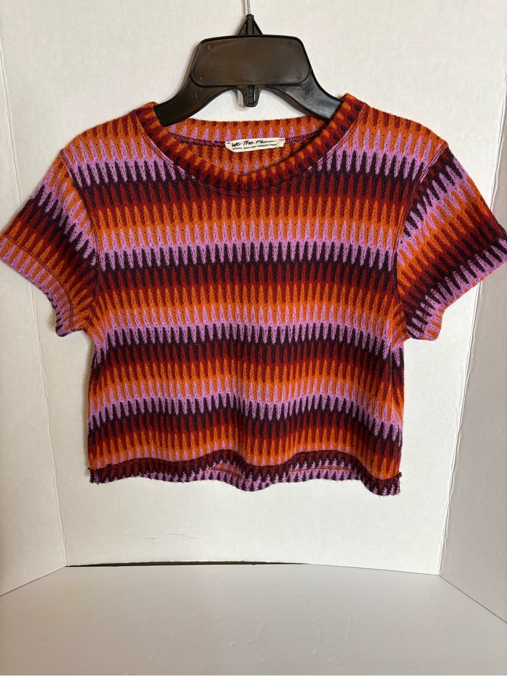 Free People We The Free Striped Short Sleeve Boho Knit Top in Whimsical’s Colors